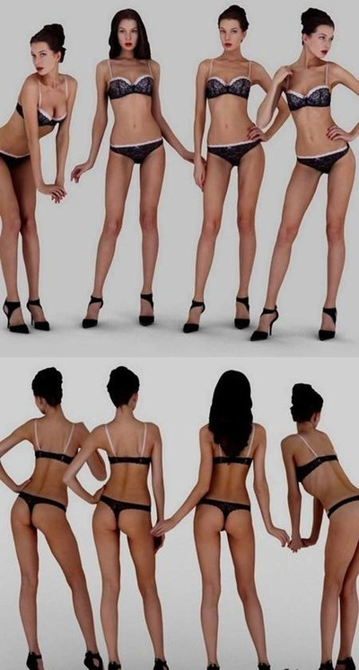 穿黑色内衣的女孩3D模型（OBJ,FBX,MAX）