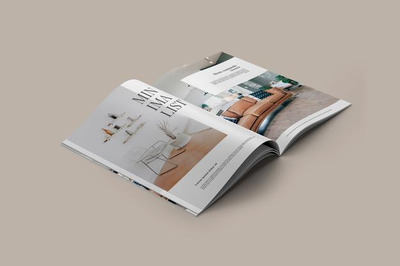 展开式杂志内页设计效果图样机 [psd]