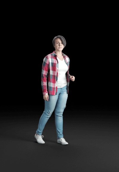 穿格子衬衫和牛仔裤的休闲女性3D模型（OBJ,FBX,MAX）