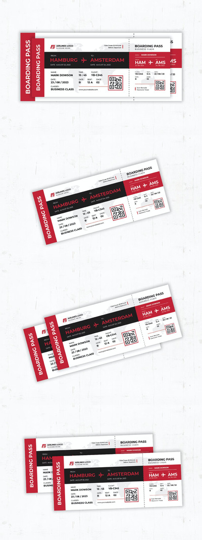 简单的机票入场券模板(AI,EPS,PSD)