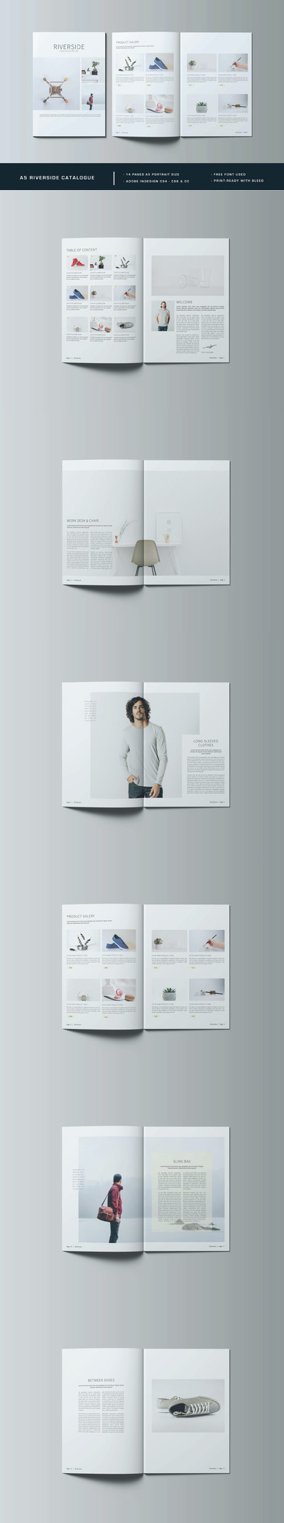 极简A5 画册设计模板 (INDD,PDF)