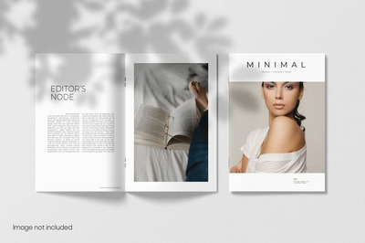 封面和开页小册子杂志展示样机 [psd]