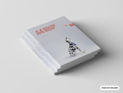 阶梯堆叠A4杂志封面效果图样机 [psd]