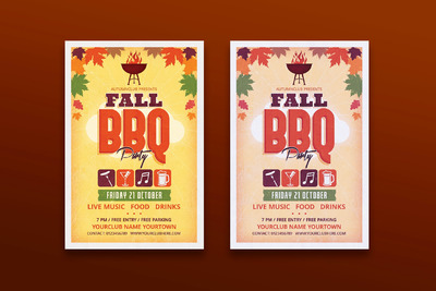 秋季烧烤活动海报模板(PSD)