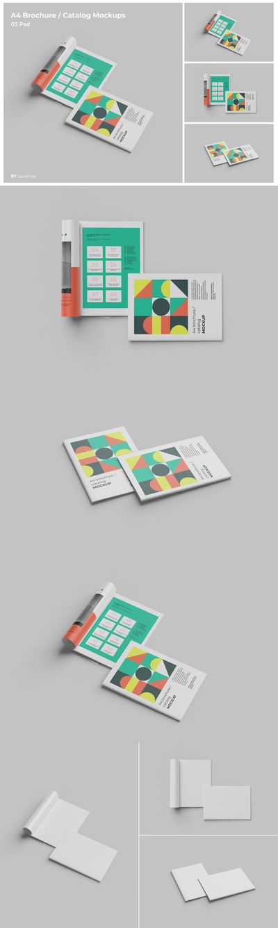 A4画册设计展示样机 (PDF,PSD)