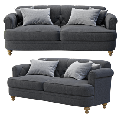 深灰色柔软双人布艺沙发3D模型（OBJ,FBX,MAX）