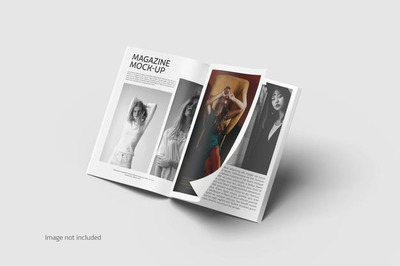 展开翻页效果单独页面展示杂志样机 [psd]