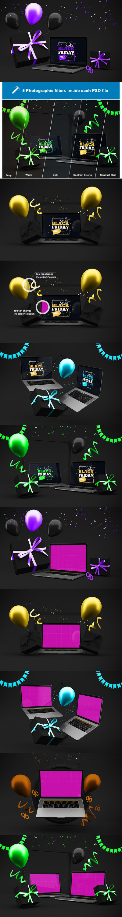 黑色星期五电脑产品模型(PSD)