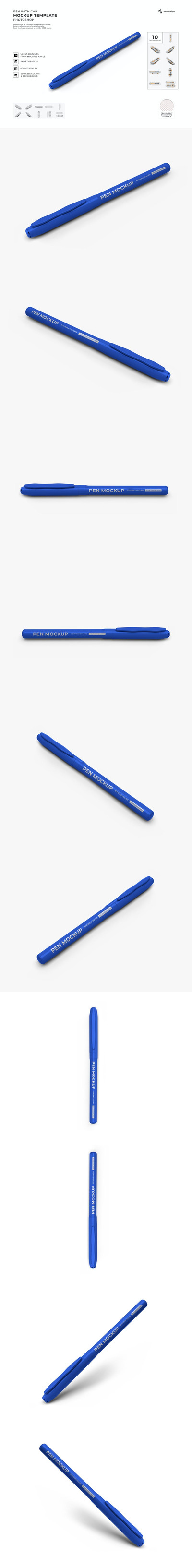 钢笔文具模型模板集样机 (PSD)