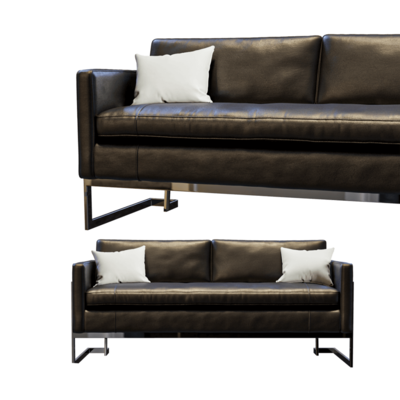 黑色一体式皮革沙发3D模型（OBJ,FBX,MAX）