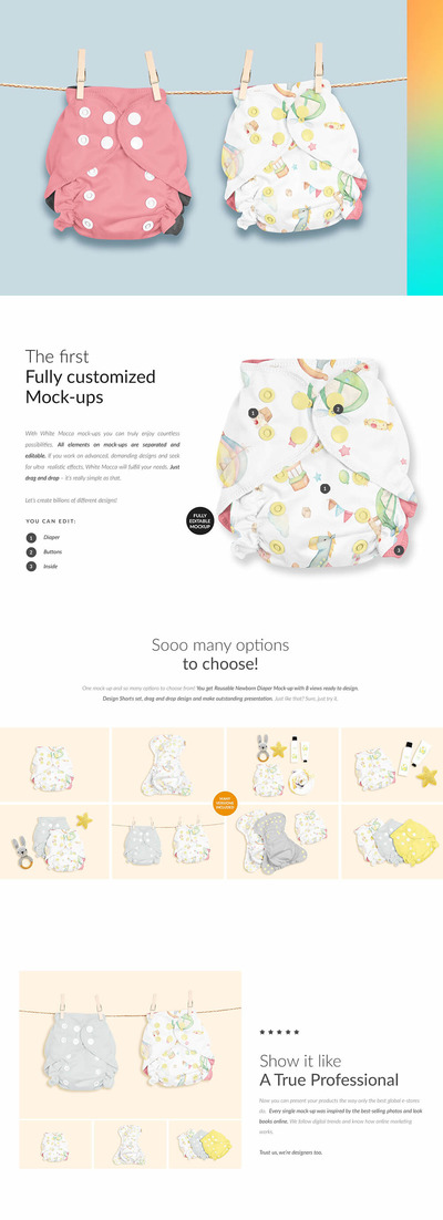 新生儿尿布面料图案设计样机 (psd)