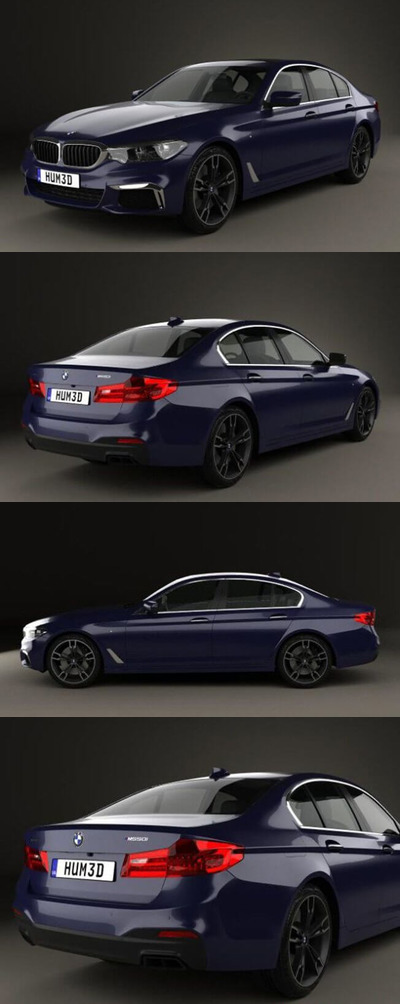 宝马 M5 G30 Sedan 性能版汽车3D模型下载 (MAX,3DS,FBX,OBJ,C4D,LWO)
