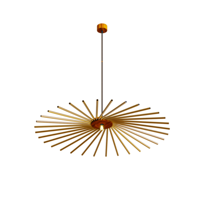 发散铝管装饰的胡桃木吊灯3D模型（OBJ,FBX,MAX）