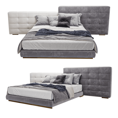 Lawrence双床头板软垫床3D模型（OBJ,FBX,MAX）