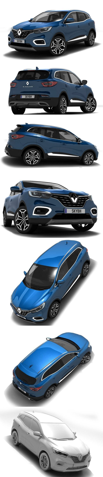 雷诺  Kadjar 2018 越野车SUV汽车3D模型下载 (MAX,3DS,FBX,OBJ,C4D,LWO,TEX)
