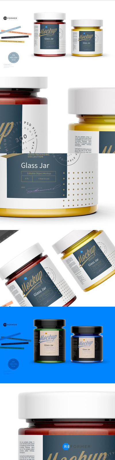 两个玻璃罐包装设计样机 (psd)