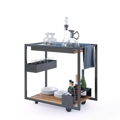 推车上的酒水和餐具3D模型（OBJ,FBX,MAX）