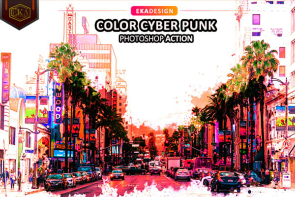 彩色赛博朋克照片效果PS动作 (atn)