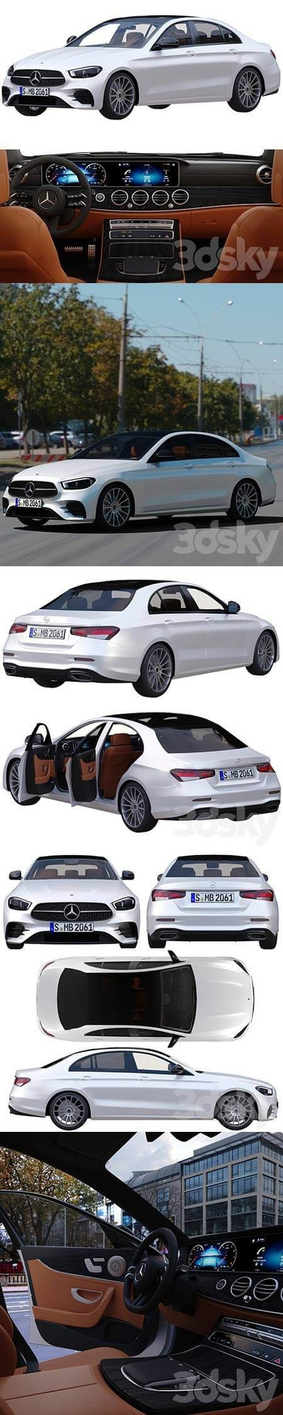 带完美内饰效果的梅赛德斯奔驰 E Class AMG line 2021汽车3D模型下载（FBX,OBJ,MAX）