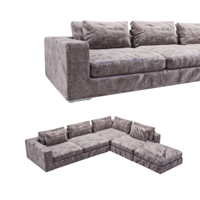 现代灰色布艺沙发3D模型（OBJ,FBX,MAX）