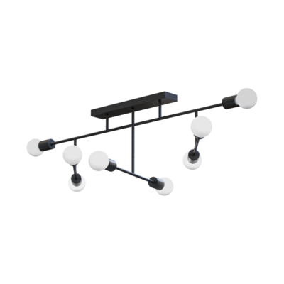 Eglo Belsiana黑色金属支架多盏白色灯泡组合吸顶灯3D模型（OBJ,FBX,MAX）