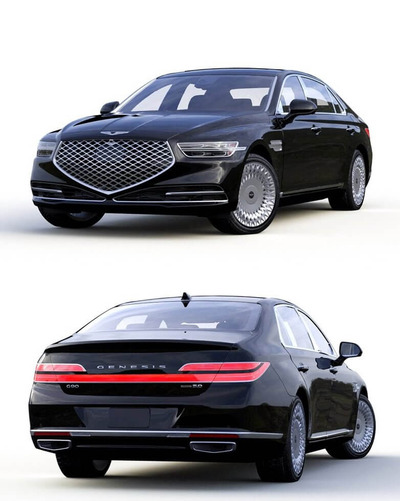 Genesis G90 2020 汽车3D模型下载 (MAX,3DS,FBX,OBJ,C4D,LWO,TEX)
