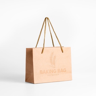 购物纸袋压印文字和徽标设计样机[psd]