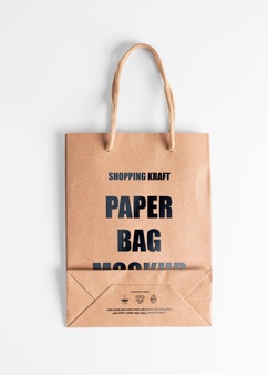 折叠牛皮纸购物袋样机模板[psd]