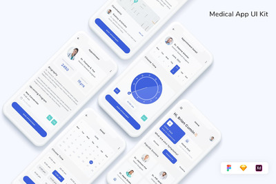 线上医疗应用程序模型(FIG,SKETCH,XD)