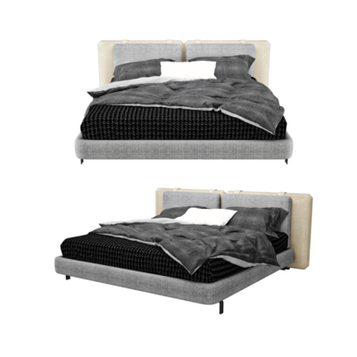 Tatlin-Soft配皮革床头板的软垫床3D模型（OBJ,FBX,MAX）