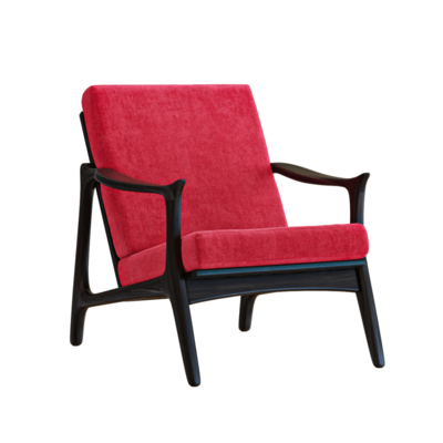 Modway Pace深棕色实木框架配红色软垫扶手椅3D模型（OBJ,FBX,MAX）