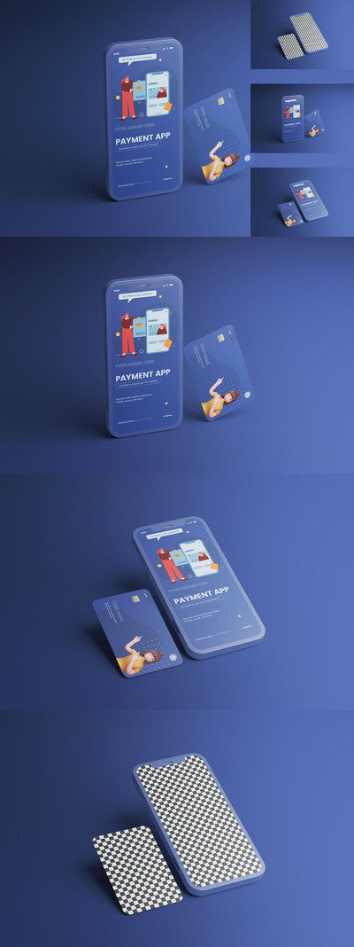 高端手机产品与卡片模型(PDF,PSD)