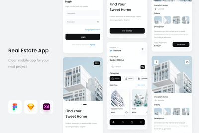 房地产相关APP UI (FIG,SKETCH,XD)