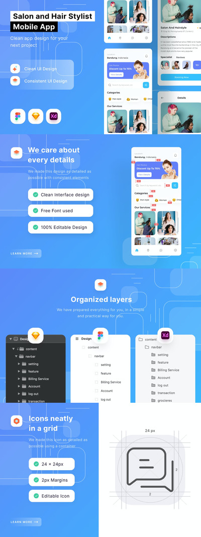 沙龙及发型师App (FIG,SKETCH,XD)
