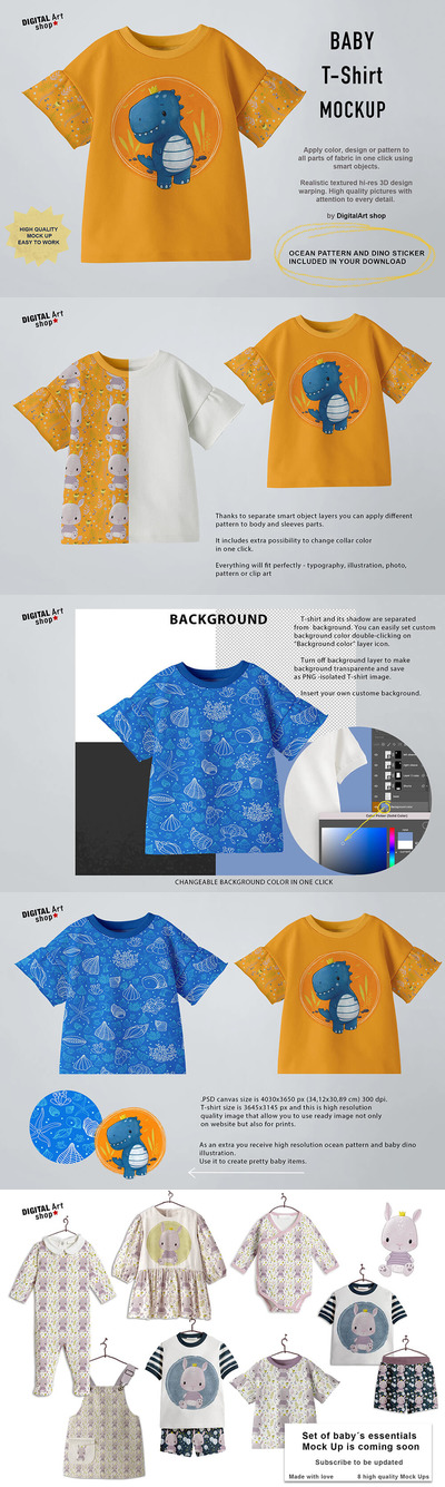 婴儿T恤服装样机 (psd)