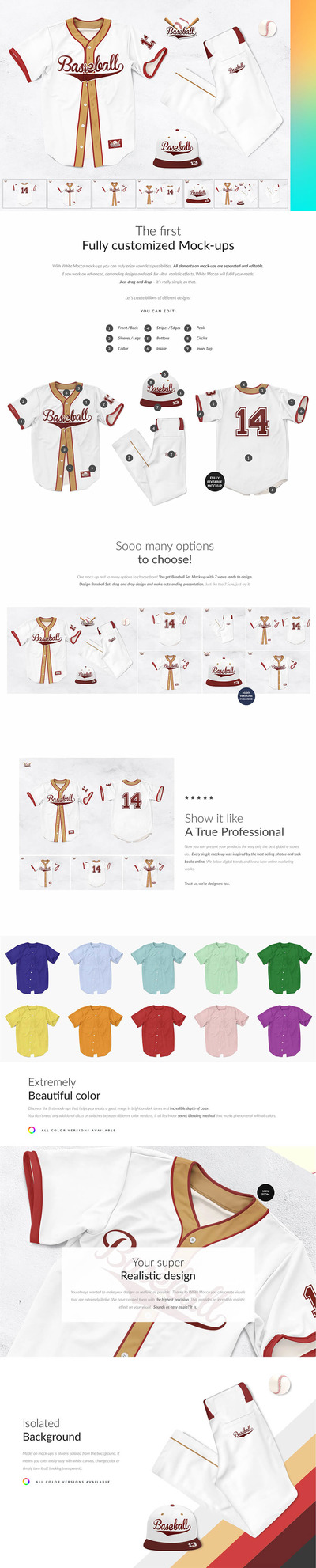 棒球服套装广告品牌设计样机 (psd)