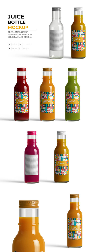 果汁瓶品牌包装设计样机 (psd)