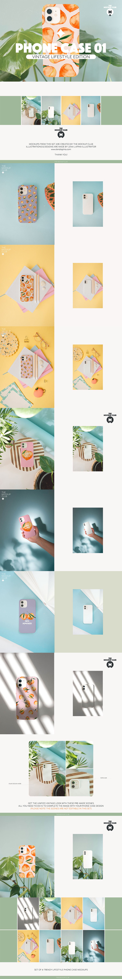 创意生活场景手机壳图案设计展示样机 (psd)