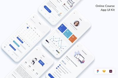 在线课程App UI Kit (FIG,SKETCH,XD)