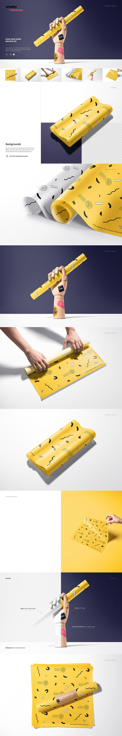 食品安全纸图案设计样机套装[3.78GB,PSD]