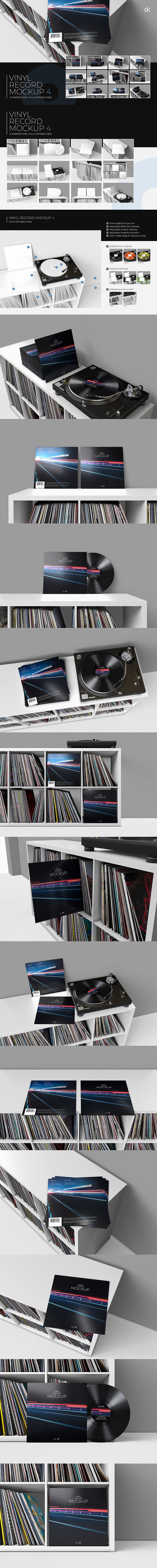 乙烯基黑胶唱片样机 (psd)