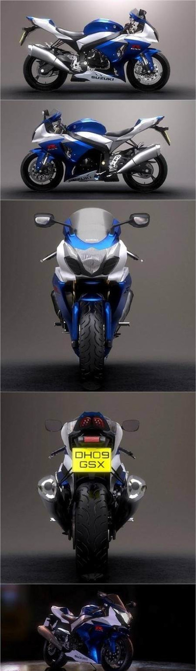铃木 GSX-R1000 3D 摩托车模型下载 (MAX,FBX,OBJ,TEX,3D Models)