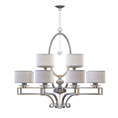 Charleston金属支架布艺灯罩水晶装饰吊灯3D模型（OBJ,FBX,MAX）