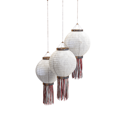 浅灰色灯笼吊灯3D模型（OBJ,FBX,MAX）