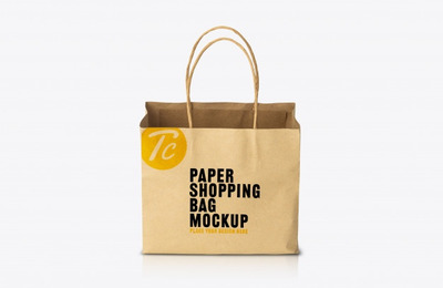 牛皮纸购物袋展示样机模板[psd]