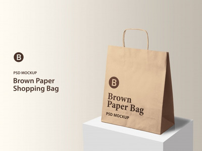 牛皮纸购物袋样机-侧视图[psd]