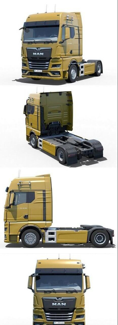 大货车车头 Man TGX 2020 货车3D模型下载 (MAX,3DS,FBX,OBJ,C4D,LWO)