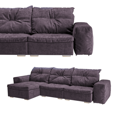 暗紫色加厚柔软布艺沙发3D模型（OBJ,FBX,MAX）