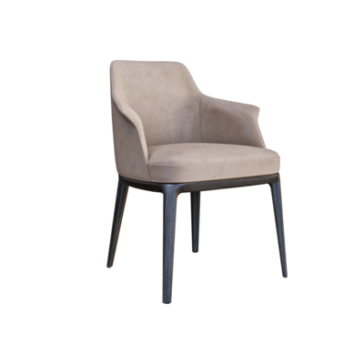 Sophie金属底座浅卡其色皮革扶手椅3D模型（OBJ,FBX,MAX）