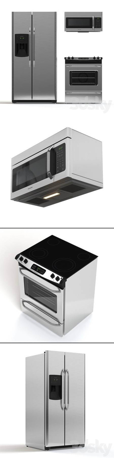 冰箱微波炉等厨房电器3D模型（OBJ,MAX）
